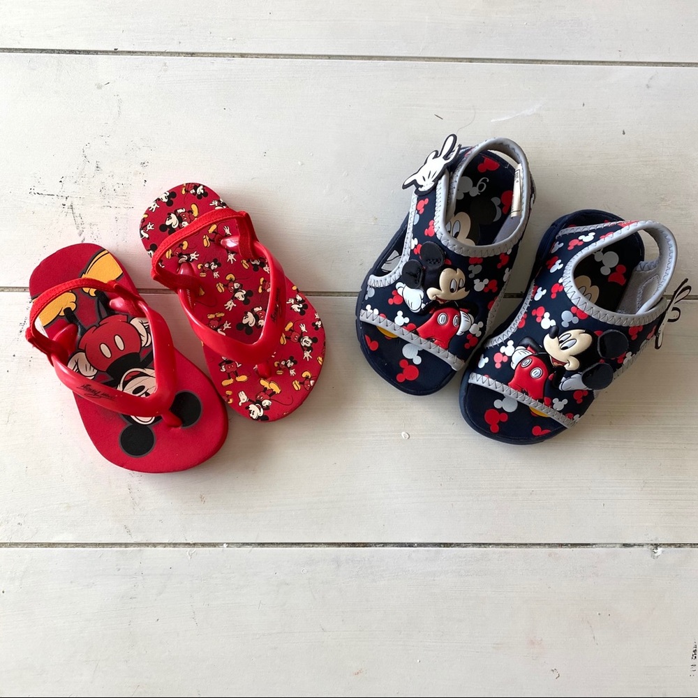 2 Mickey Mouse sandals/ flip flops sz 5/6 and 6c